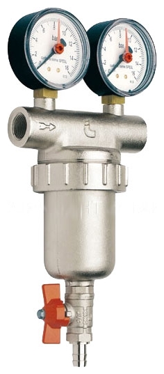Фильтр сетчатый муфтовый 100 мкр. с 2 -мя манометроми и спускником   1 1/2
