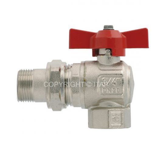 Кран шаровой угловой с накидной гайкой полнопроходной (бабочка)   1