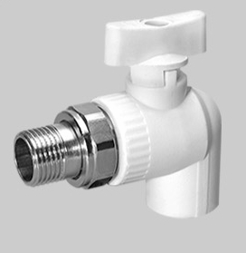 Кран шаровый разборный угловой с накидной гайкой (бабочка) Kalde 20 (50шт)