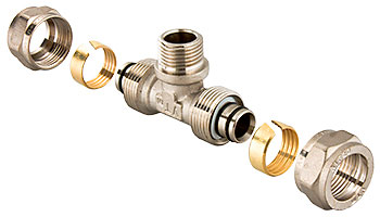 Тройник обжимной с переходом на нар. р. 20х3/4