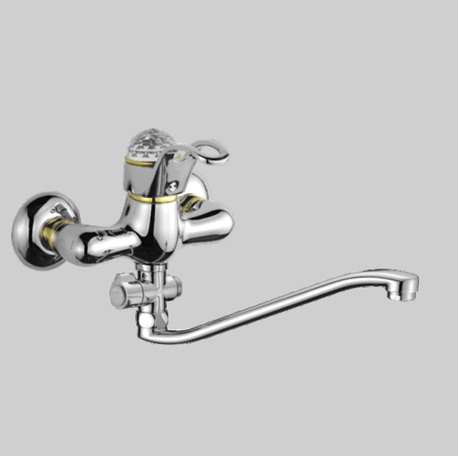 Т4323 Cмеситель д/ванны с длинным изливом, декорированый хрусталем. OUTE