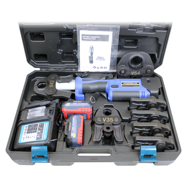 САЙТ TST.GE-1550 - Пресс инструмент аккумуляторный компл. (клещи V-профиль 15,18,22,28,35,42;54; 2 ак