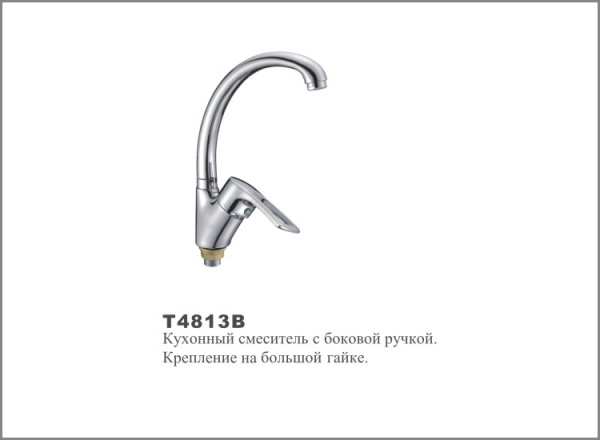 Т4813 В Cмеситель д/кухни с боковой ручкой.Крепление на большой гайке.OUTE